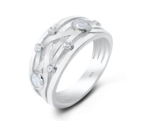 Shinning Twirl CZ Silver Ring NSR-3238
